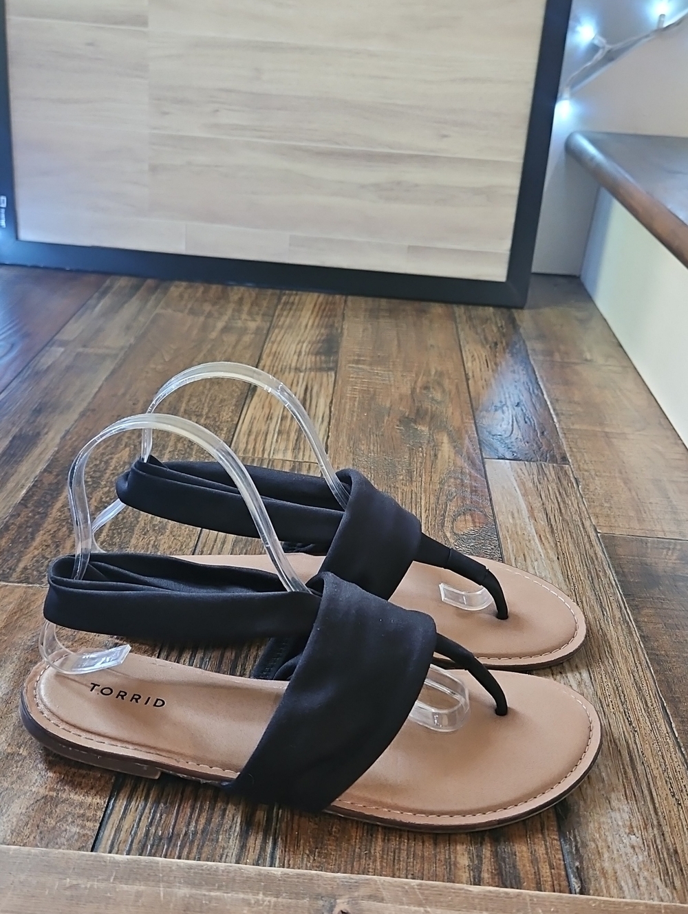 Torrid Womens Comfortable Black Stretch Band Flat Casual Sandals